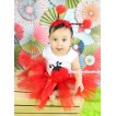 White Baby Pettitop Red Rosettes Beetle Print & Red Bow Ballet Tutu & Beetle Headband NG1775